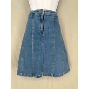 90s Vintage Skirt Womens XL Blue Denim Mini Stretch Western Minimalist Boho